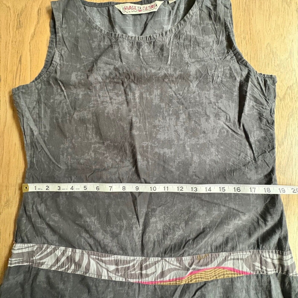 SAVAGE CULTURE Spanish Tunic Mini Dress Sleeveless w/Pockets Gray Boho Top LARGE - Picture 11 of 12
